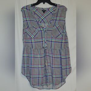 Torrid Emma Babydoll Challis Plaid Multi Tunic Top